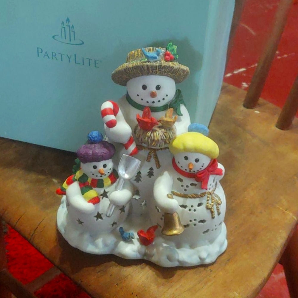Partylite snowman trio t-lite holder